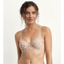 DIM - Soutien-gorge emboitant avec armatures Beige à pois Generous Dim - taille 95B - Polyamide,Elasthanne