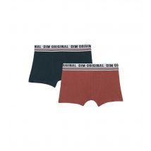 DIM - Lot de 2 boxers coton stretch Bleu Rouge ceinture rétro Dim Originals - taille 8 - Coton,Elasthanne