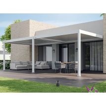 Pergola bioclimatique - 4x8 HALO 32 blanc adossée