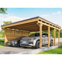Carport bois CASTELLANE 558x555 cm avec 3 panneaux latéraux
