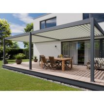 Pergola bioclimatique 4x8 - HALO 32 anthracite adossée
