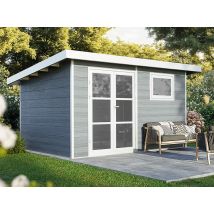 Abri de jardin composite ALMA - 11m2 gris clair - 28 mm