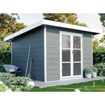 Abri de jardin composite ALMA - 9m2 gris clair - 28 mm