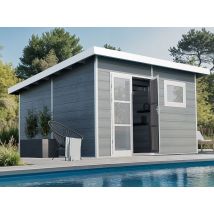 Abri de jardin composite ALMA - 11m2 gris clair - 28 mm