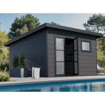 Abri de jardin composite ALMA - 15m2 gris - 28 mm