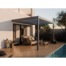 Pergola bioclimatique adossée 4x3m ZENITH - aluminium anthracite, lames orientables