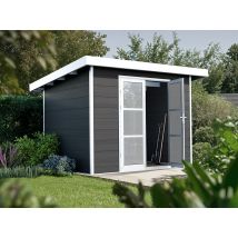 Abri de jardin composite ALMA - 7m2 gris blanc - 28 mm