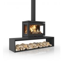 Dik Geurts Vidar Triple Medium 7.1kW Wood Burning Ecodesign Stove on Plateau Bench