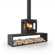 Dik Geurts Vidar Triple Small 4.9kW Wood Burning Ecodesign Stove on Plateau Bench