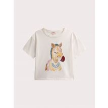 T-shirt écru avec animation brodée - 6A - Du Pareil Au Même