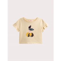 T-shirt jaune avec animation en sequins - 4A - Du Pareil Au Même