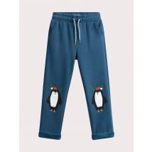 Pantalon Molleton Bleu Patch Genoux Pour - Garçon - 9A - Du Pareil Au Même