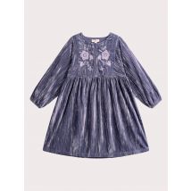 Robe Violette En Velours Avec Broderies Pour - Fille - 8 ans - Du Pareil Au Même