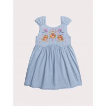 Robe Brodée En Denim Léger Bleu Clair - 8 ans - Du Pareil Au Même