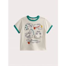 T-shirt Écru Manches Courtes Animation Dinosaures - 10 ans - Du Pareil Au Même