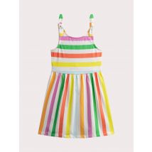 Robe À Bretelles Nœud À Rayures Multicolores - 5 ans - Du Pareil Au Même