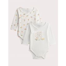 Pack Of Two Newborn Babies' Bodysuits In Ecru With A Panther Print - N50 - Du Pareil Au Même