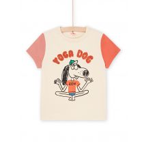 T-shirt Crema E Arancione Yoga Dog - 10A - Du Pareil Au Même