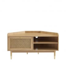 Meuble tv d'angle en bois et cannage L120cm - Bombong - Couleur - Bois clair - Bois - Style Bohème