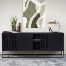 Woodman - Buffet 4 portes en bois L188cm - Noir - ENDE - Bois - Style Contemporain