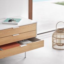 Teulat - Meuble TV 2 portes, 3 tiroirs en bois L180cm - Blanc - SIERRA - Bois - Style Contemporain