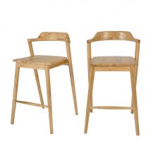 Drawer - Lot de 2 chaises de bar en teck H65cm - Joko - Couleur - Bois - Bois - Style Bohème