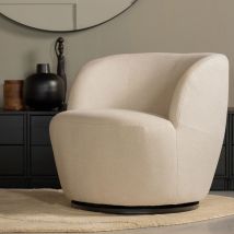 Woood - Fauteuil pivotant design en tissu - Écru - SERRA - - Style Contemporain