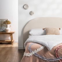 Tête de lit en coton et lin demi-lune L170cm - Naturel - NOUSSA - - Drawer - Style Bohème