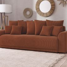Canapé convertible 3 places en velours côtelé avec coffre - Terracotta - CHLOÉ - - Style Vintage