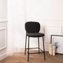 Lot de 2 tabourets de bar en tissu bouclette et métal H65cm - Noir - Dalby - - Drawer - Style Scandinave