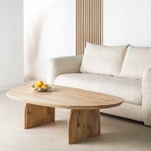 Table basse organique en bois massif de manguier - Bois clair - MALANG - Bois - Drawer - Style Bohème