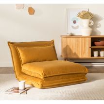 Drawer - Chauffeuse convertible 1 place en velours - Jaune moutarde - NALA - - Style Contemporain