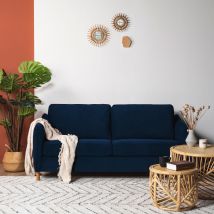 Canapé convertible ouverture express 2 places en velours - Bleu nuit - VORNAY - - Drawer - Style Vintage