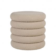 House Nordic - Pouf coffre rond en tissu bouclette ø44cm - Beige - BROOKLYN - - Style Scandinave