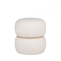 House Nordic - Pouf rond en tissu bouclette ø38cm - Milford - Couleur - Blanc - Bouclette - Style Scandinave