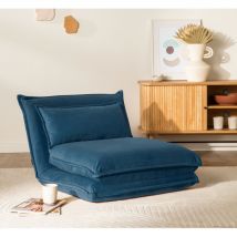 Drawer - Chauffeuse convertible 1 place en velours - Bleu foncé - NALA - - Style Contemporain