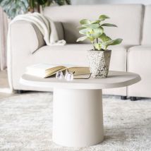 By-Boo - Table basse en aluminium 57x71cm - Blanc ivoire - STEN - Métal - Style Contemporain