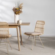 Lot de 2 chaises design en rotin pieds beiges - Naturel - Uyuni - Rotin - Drawer - Style Bohème