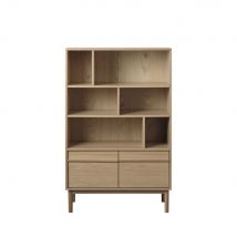 Bibliothèque 6 niches, 2 portes en bois H140cm - Clane - Couleur - Bois clair - Bois - Style Scandinave