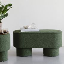 Banc arrondie en tissu bouclette L93cm - Vert kaki - MARCOS - - Style Contemporain