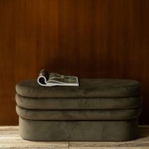 Dutchbone - Banc en velours L93cm - Vert kaki - ADITI - - Style Contemporain