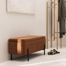 Banc coffre en tissu et métal L100cm - Rouille - KOS - - Drawer - Style Scandinave,Contemporain