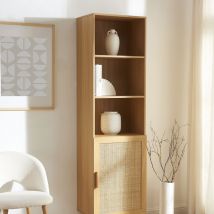 Colonne de rangement en bois et cannage H190cm - Bois clair - JUNE - Bois - Drawer - Style Bohème