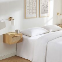 Drawer - Lot de 2 tables de chevet murales avec rangement en bois et cannage - Bois clair - JUNE - Bois