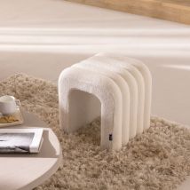 Drawer - Tabouret rembourré en tissu bouclette - Blanc - MUI - - Style Bohème
