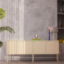Drawer - Buffet 4 portes en bois et métal L180cm - Crème - MOLLY - Bois - Style Contemporain