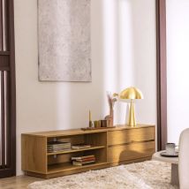 Meuble tv 2 tiroirs, 2 niches en bois L180cm - Bois clair - SINCE - Bois - Drawer - Style Scandinave