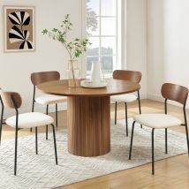 Lot de 4 chaises en tissu bouclette et métal - Écru - NALON - Style Contemporain