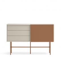 Teulat - Buffet avec porte coulissante en bois L140cm - Nube - Couleur - Marron argile - Bois