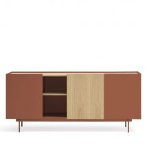 Teulat - Buffet 3 portes, 3 tiroirs en bois L180 cm - Rouge brique - OTTO - Bois - Style Contemporain